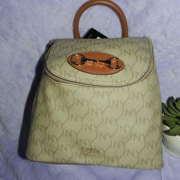 Jones New York Logo Haven Leather Backpack Toffee NEW/NWT! - Picture 2 of 15
